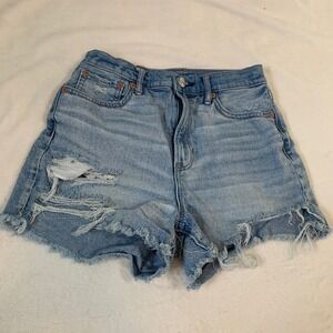 American Eagle Highest Rise 90s Boyfriend Denim Shorts Distressed Light Wash 4
